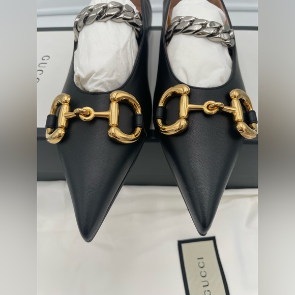 NEW GUCCI BLACK LEATHER HORSEBIT BALLET PRETTY BALLERINA FLAT SHOES BOX 36 - Picture 6 of 13